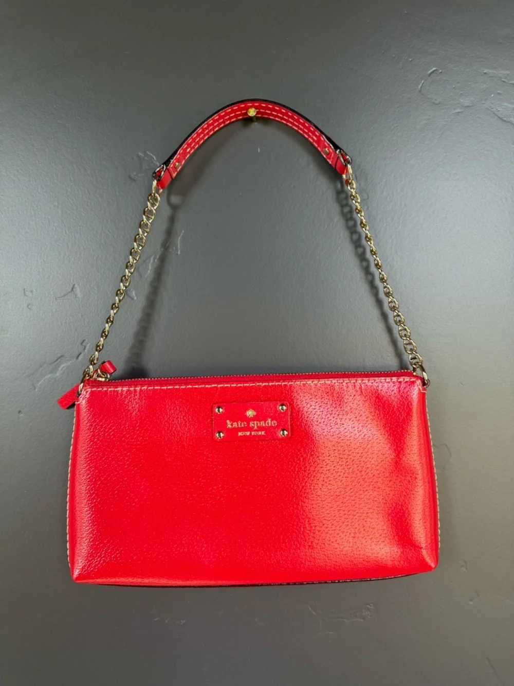 Kate Spade New York Wellesley Byrd Shoulder Bag Empire Red Pebbled Leather NWOT